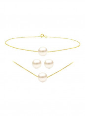 4-Piece 18 Karat Gold Pearl Jewellery Set