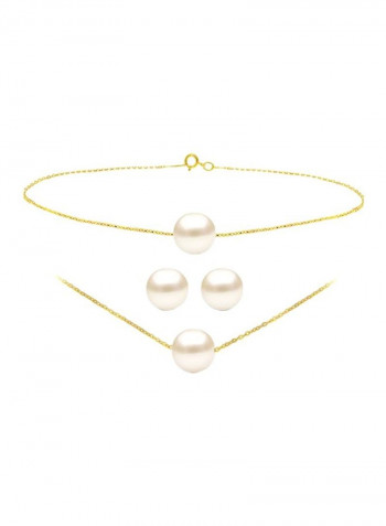 4-Piece 18 Karat Gold Pearl Jewellery Set