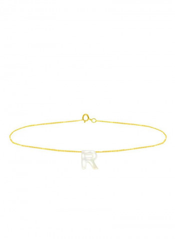 18 Karat Gold R Letter Mother Of Pearl Jewellery Set