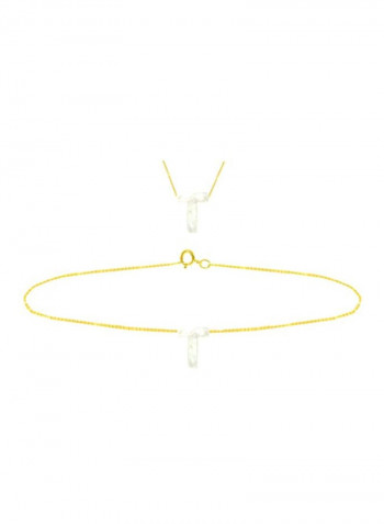 18K Gold T Letter Mother Of Pearl Jewellery Set