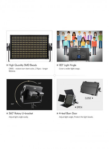 VL-S50B 276 LED Video Light Panel With Remote Control For Canon Nikon White