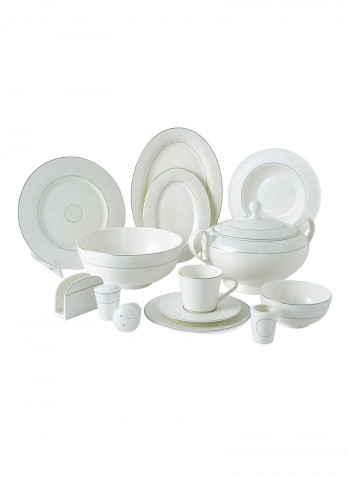 Minimalist 85 Piece Dinner Set White/Silver