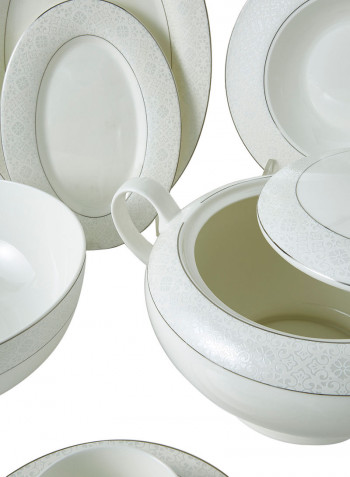 Minimalist 85 Piece Dinner Set White/Silver