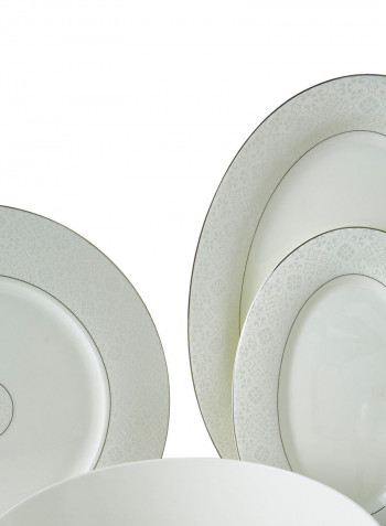 Minimalist 85 Piece Dinner Set White/Silver