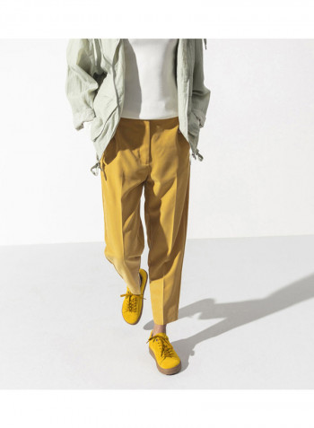 Comfortable Lace Up Casual Sneakers Yellow