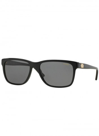 Men's Square Black Sunglasses With Polar Grey Lenses - Lens Size: 58 mm