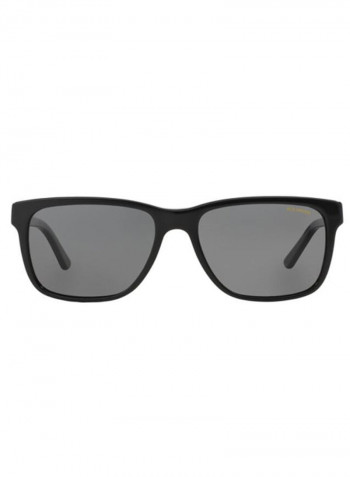 Men's Square Black Sunglasses With Polar Grey Lenses - Lens Size: 58 mm