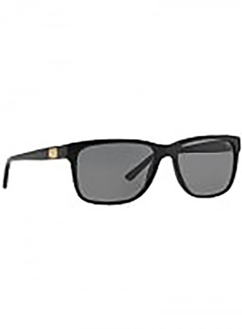 Men's Square Black Sunglasses With Polar Grey Lenses - Lens Size: 58 mm
