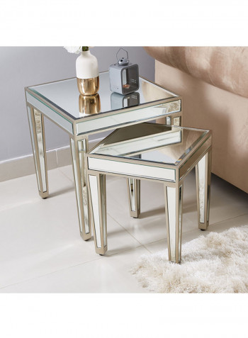 2-Piece Mirage Coffee Table Set Mirror Champagne