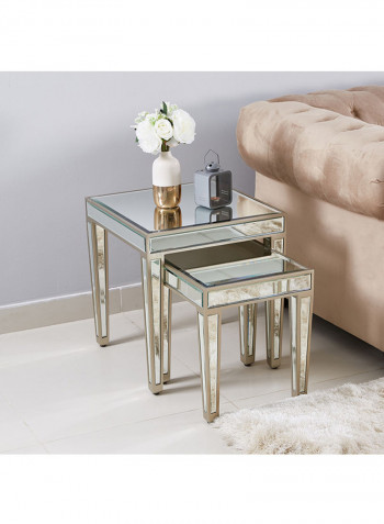 2-Piece Mirage Coffee Table Set Mirror Champagne