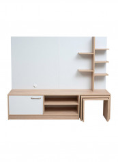1-Door And 2-Nesting Tables Wall Unit For Tvs Up To 55 Inches Multicolour 180centimeter