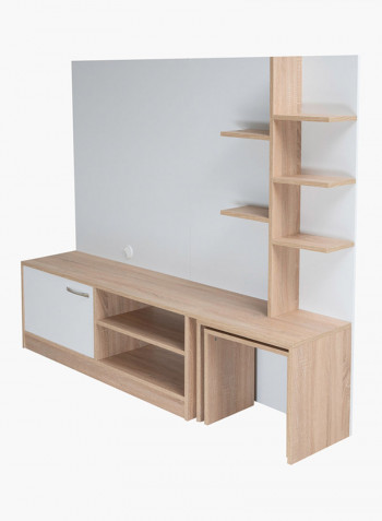 1-Door And 2-Nesting Tables Wall Unit For Tvs Up To 55 Inches Multicolour 180centimeter
