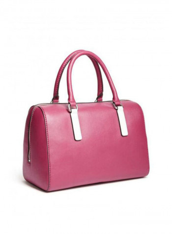 Faux Leather Satchel Bag Pink/White/Black