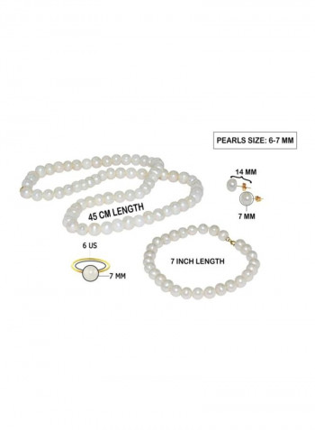 5-Piece 18 Karat Gold Pearl Strand Jewellery Set