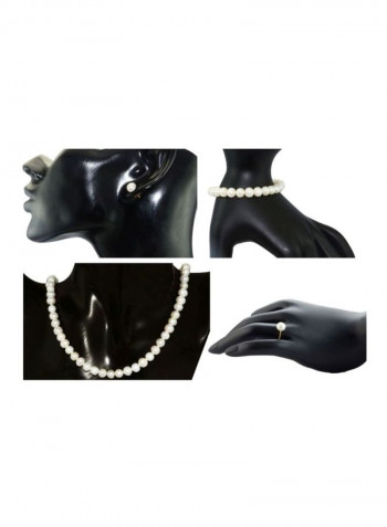 5-Piece 18 Karat Gold Pearl Strand Jewellery Set