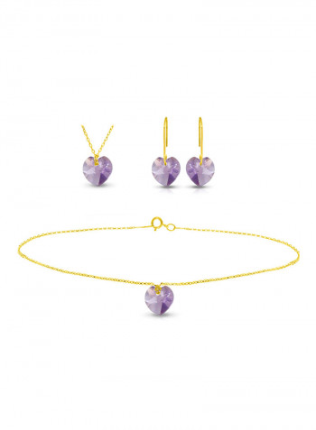 18 Karat Solid Yellow Gold 7 mm Amethyst Jewellery Set
