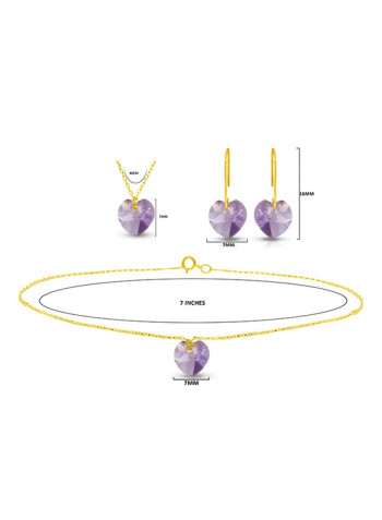 18 Karat Solid Yellow Gold 7 mm Amethyst Jewellery Set