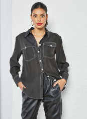 Contrast Stitch Detail Shirt Black reviews Contrast Stitch Detail Shirt Black