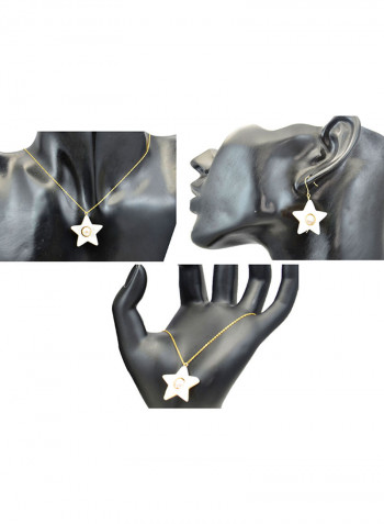 3-Piece 18 Karat Solid Yellow Gold Mother Of Pearl With 6-7 mm Star Shape Jewellery