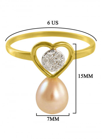 18 Karat Gold 0.07 ct Genuine Diamond And Pearl Heart Promise Ring