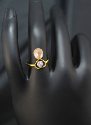 18 Karat Gold 0.07 ct Genuine Diamond And Pearl Heart Promise Ring