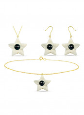 3-Piece 18 Karat Solid Yellow Gold Mother Of Pearl With 6-7 mm Star Shape Jewellery
