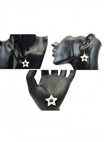 3-Piece 18 Karat Solid Yellow Gold Mother Of Pearl With 6-7 mm Star Shape Jewellery