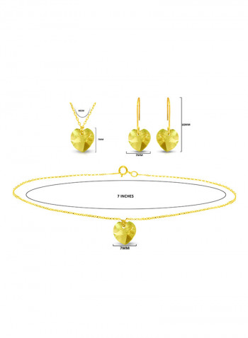 Set of 3 18 Karat Gold Citrine Necklace Bracelet and Earrings