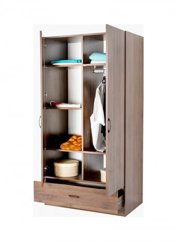 Como 2-Door Wardrobe With Drawer Brown 190 x 98 x 59cm