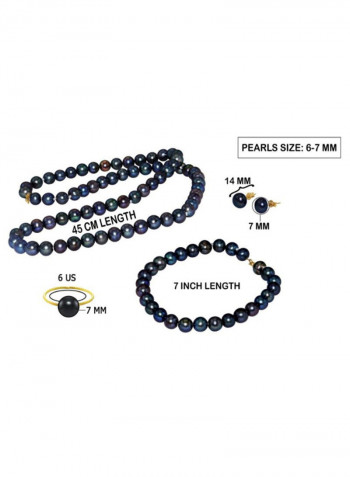 18 Karat Gold Black Pearl Strand Jewellery Set