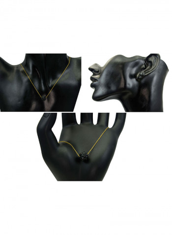 18 Karat Solid Yellow Gold Simple 10 mm Crystal Ball Earrings With Pendant Necklace And Bracelet