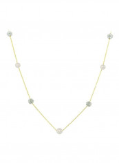 18 Karat Gold Built-In Crystal Ball And Pearl Necklace