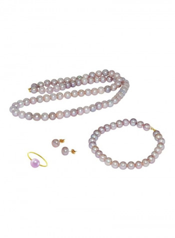 5-Piece 18 Karat Gold Pearl Strand Jewellery Set