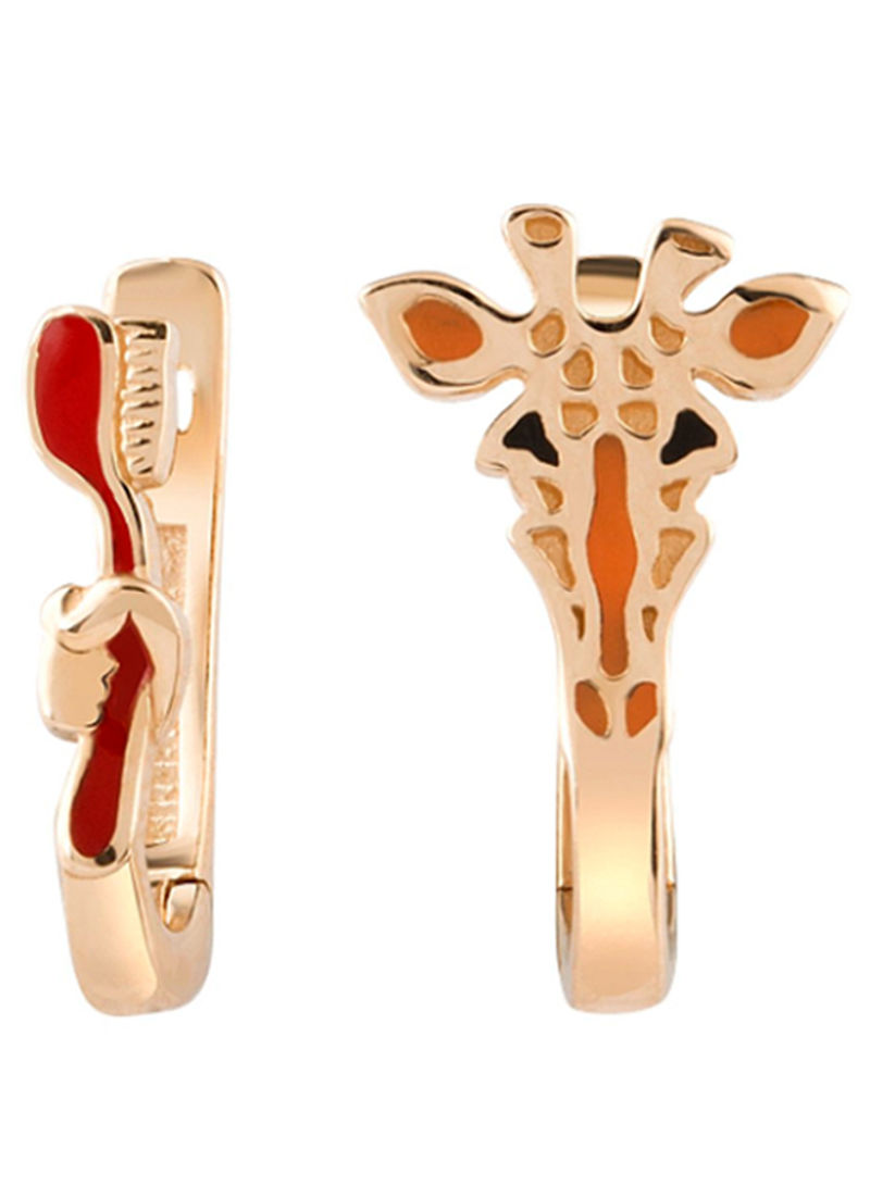 18K Gold Giraffe Clip On Earrings