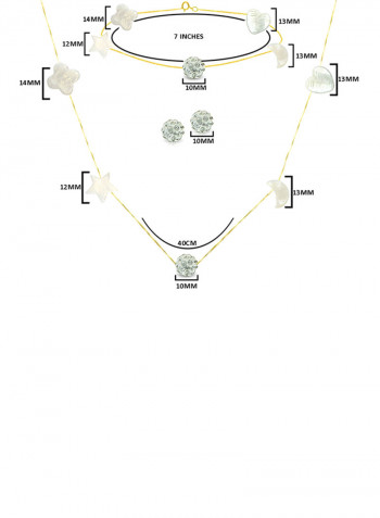 18 Karat Yellow Gold Gradual Built In Mother Of Pearl And Crystal Ball Jewellery Set