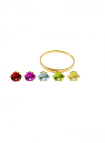 18K Yellow Gold Genuine Gemstones Interchangeable Solitaire Ring
