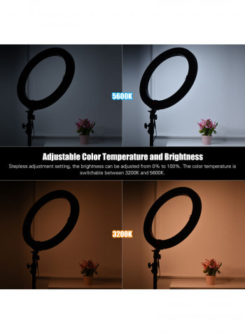 RL720B Bi-Colour LED Ring Light With Phone Holder Black