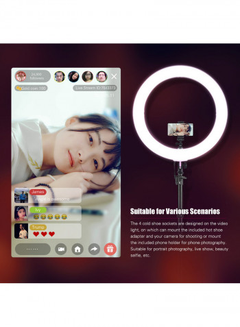 RL720B Bi-Colour LED Ring Light With Phone Holder Black