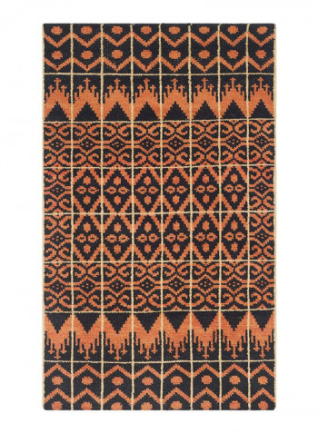 Kenya Collection Handmade Wool Area Rug Black/Orange