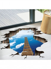 Galaxy Star Bridge Pattern 3D Floor Sticker Multicolour