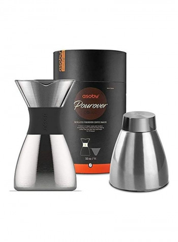 Insulated Pourover Coffee Maker Silver 32ounce
