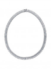 Rhodium Plated Brass Cubic Zirconia Studded Tennis Necklace
