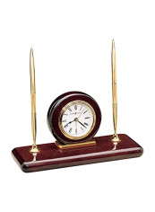 Rosewood Desk Table Clock Brown/Gold 9.25x4.53.75inch