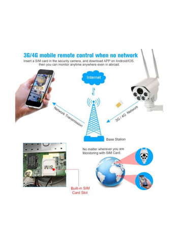 Wireless PTZ Network IR-Cut Surveillance Camera White/Black 14.5x8.8x13centimeter