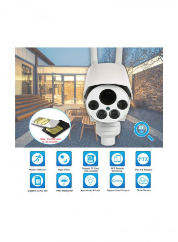 Wireless PTZ Network IR-Cut Surveillance Camera White/Black 14.5x8.8x13centimeter