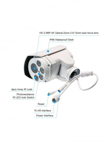 Wireless PTZ Network IR-Cut Surveillance Camera White/Black 14.5x8.8x13centimeter