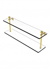 Mambo Collection Two Tiered Glass Shelf Clear/Gold 22inch