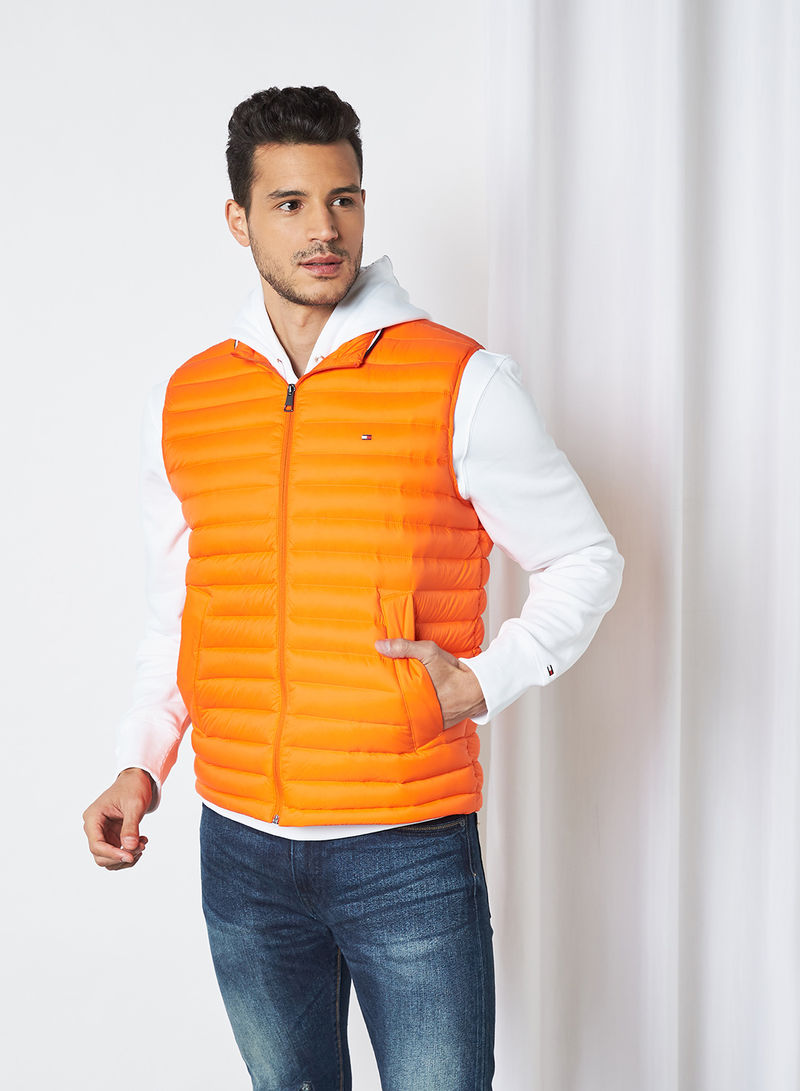 Packable Down Puffer Vest Princeton Orange