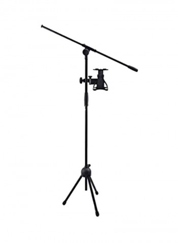 Adjustable Mic Stand With Tablet Holder Black