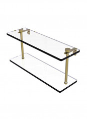 Two-Tiered Glass Shelf Clear/Gold 16inch
